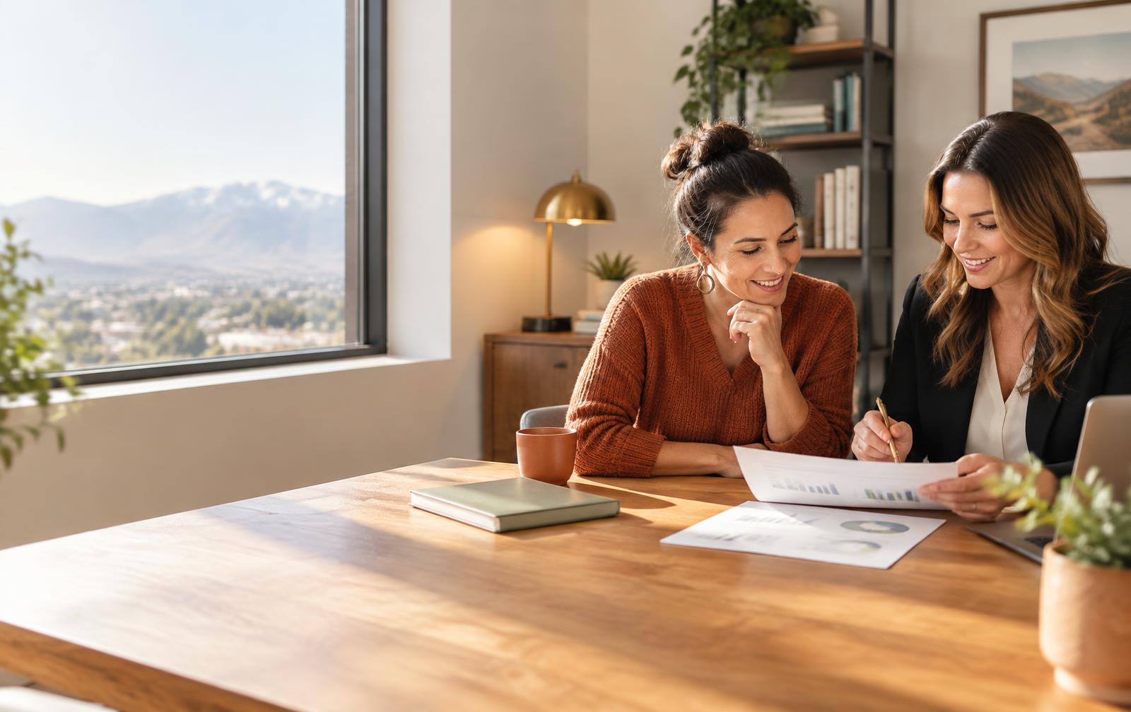 A business owner reviewing financials with her accountant